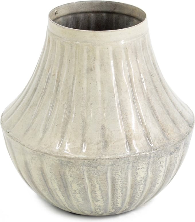 HomeBound by KY | Vaasje metaal white marble | vaasje | 7x14x14cm