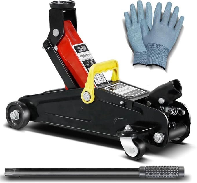 Hydraulische Krik - Autokrik Bodemkrik - Voertuigen Hefen - CE-Gecertificeerd Veilig - 2 Ton Hefvermogen - Rood