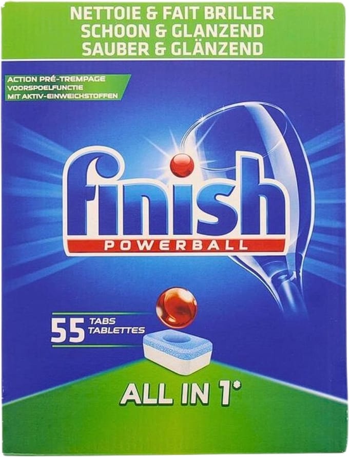 Finish Powerball - All in 1 - Vaatwastabletten - Schoon & Glans - 55 Tabletten - 1 stuk