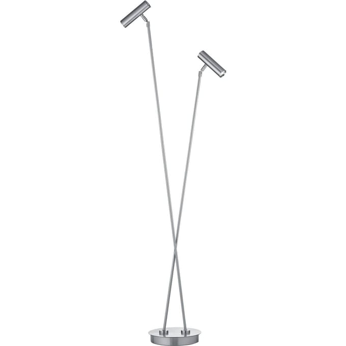 HELL LED vloerlamp Tom Pro, mat nikkel, 2-lamps, CCT, dimmer