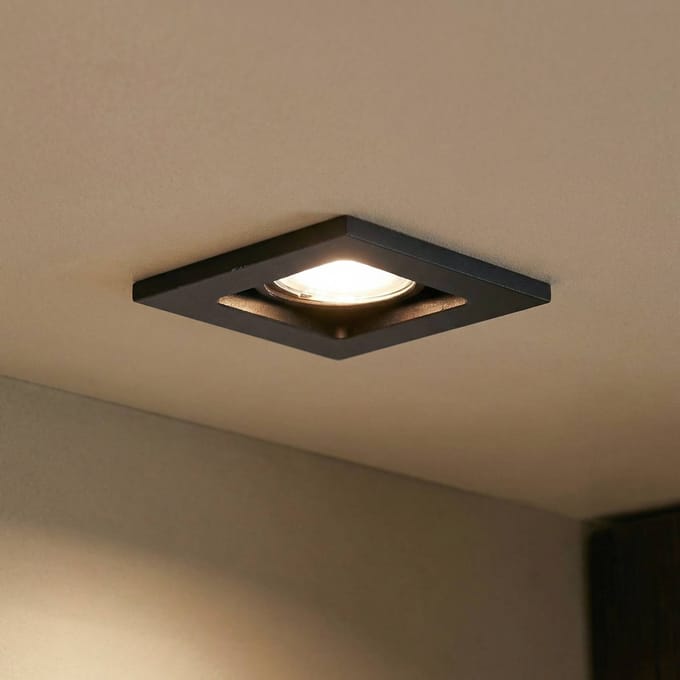 Lindby downlight Thorid, zwart, 10 x 10 cm, set van 10, GU10