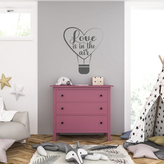 Muursticker - Love Is In The Air - 58 x 68 - Antraciet