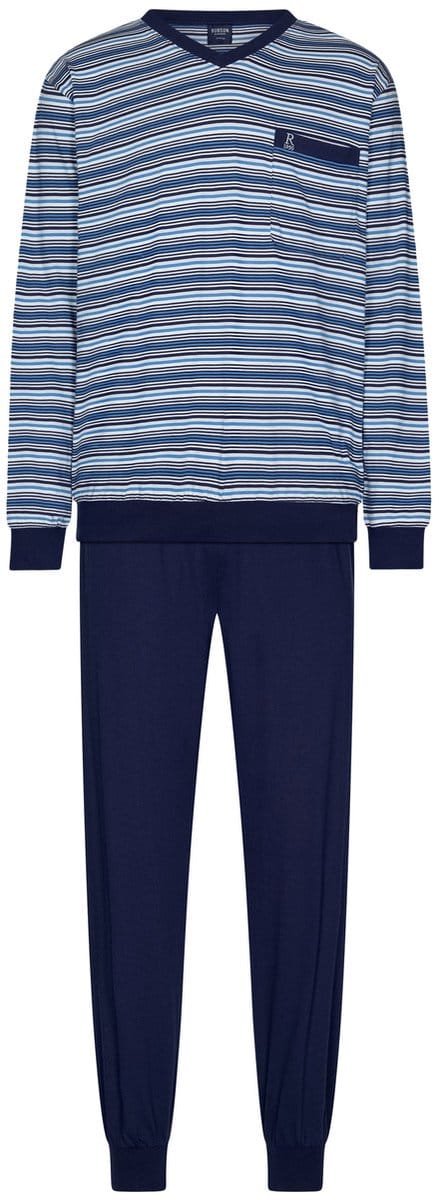 Robson Pyjama - Katoen - Gestreept - Blauw - Maat 50