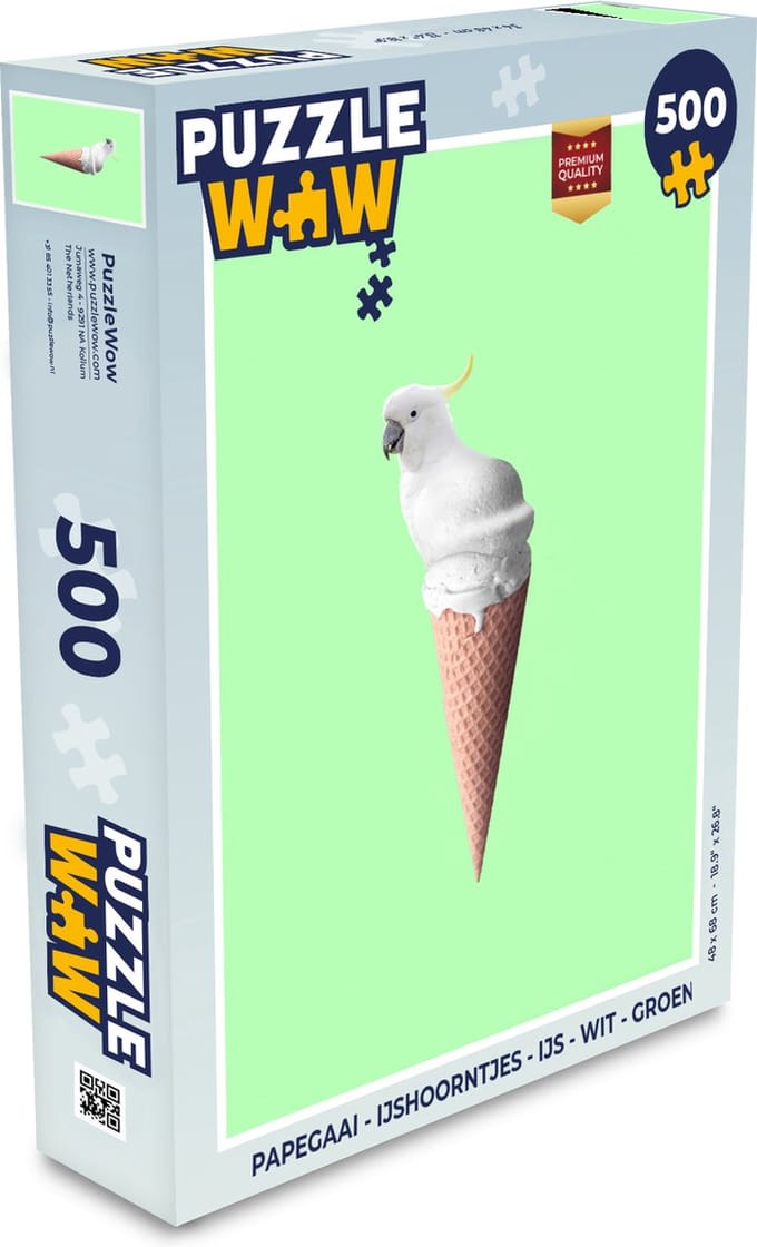 Puzzel Papegaai - IJshoorntjes - IJs - Wit - Groen - Legpuzzel - Puzzel 500 stukjes