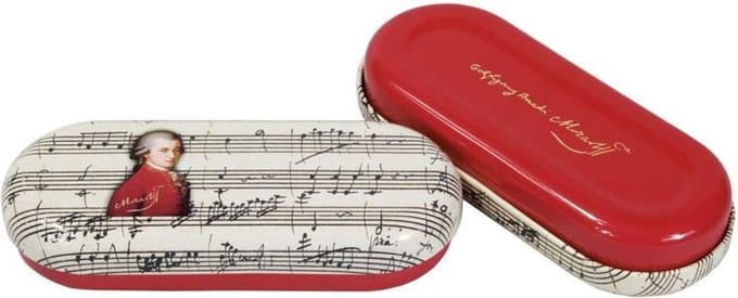Brillenkoker Componist Mozart met print van bladmuziek