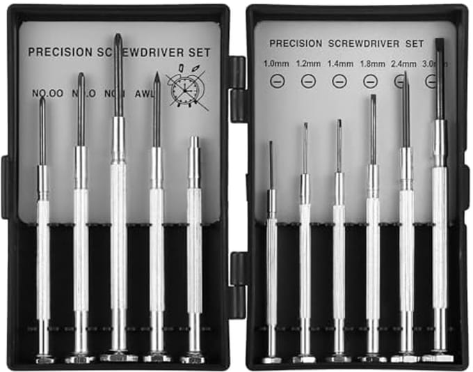 Mini precisieschroevendraaierset voor horloges en brillen - 11 delige set