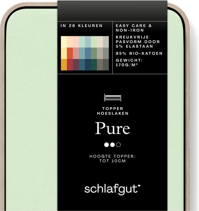 Schlafgut Jersey Pure topper hoeslaken - Eenpersoons - Green Light