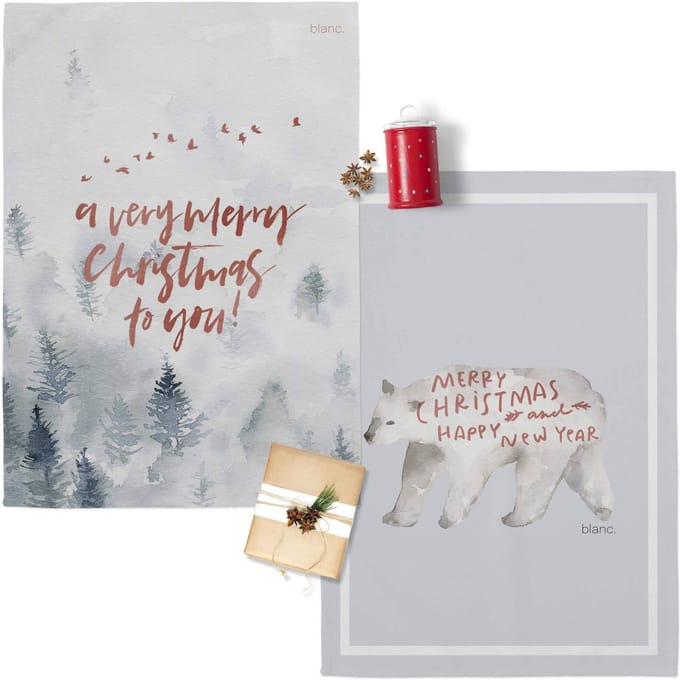 Set van 2 theedoeken Wintry Tea | Happy Friday