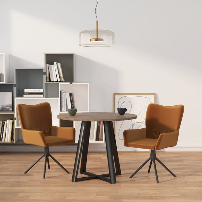 vidaXL - Eetkamerstoelen - draaibaar - 2 - st - fluweel - bruin