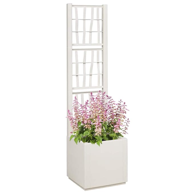 vidaXL - Tuinplanter - met - Trellis - Wit - 36 - x - 36 - x - 140 - cm - PP