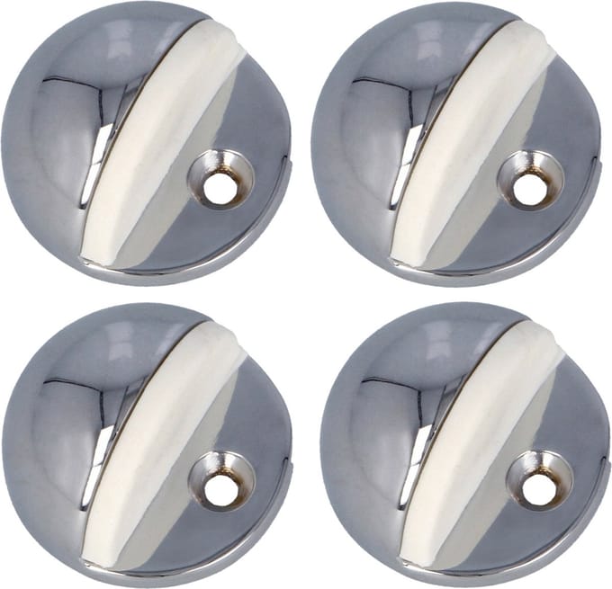 AMIG Deurstopper/deurbuffer - 4x - D45mm - inclusief schroeven - verchroomd