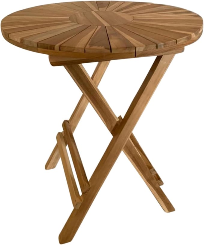 Ronde Tuintafel - Bistro Tafel - Buiten Zitten - Opklapbaar Ontwerp - 60 cm Diameter - Bruin