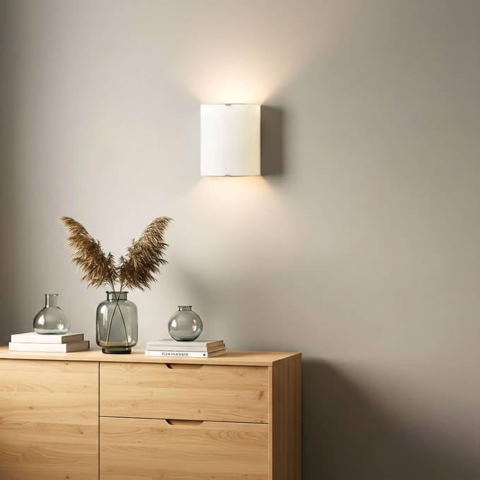 Lindby - wandlamp - 1licht - Glas, metaal - H: 21 cm - E27 - wit, chroom