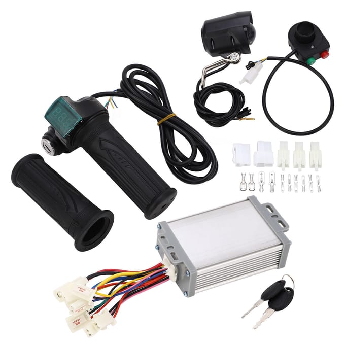 24V 800W Motor Borstel Controller Gashendel Draaigreep met Voorlichtschakelaar Elektrische Fiets black