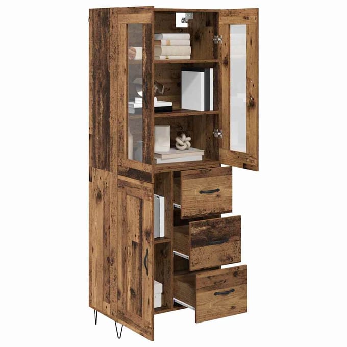 vidaXL - Highboard - Oud - Hout - 69,5 - x - 34 - x - 90 - cm - Bewerkt - hout
