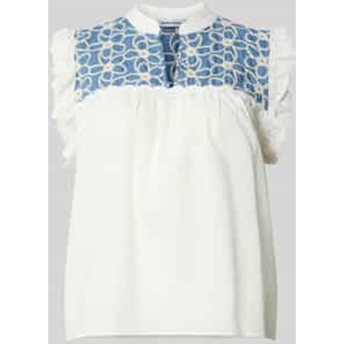 Blousetop met stitchings en V-hals