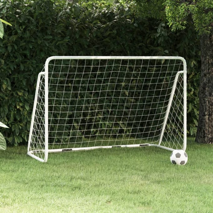 vidaXL - Voetbaldoel - met - net - 180x90x120 - cm - staal - wit