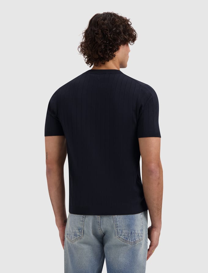 Pure Path Drop-Needle Knitted T-shirt Navy (26010808 - 57)