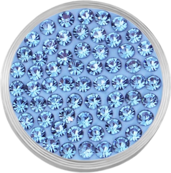 Quiges RVS Verwisselbare Mini Munt met Zirkonia Stenen Lichtblauw - SLSRC028
