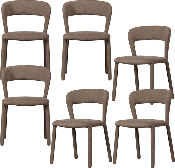 WOOOD Noble Eetkamerstoelen - Polyester - Taupe - Set van 6