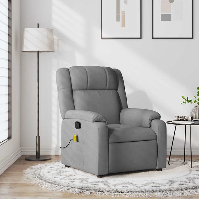 vidaXL - Massagestoel - met - lichtgrijze - stof