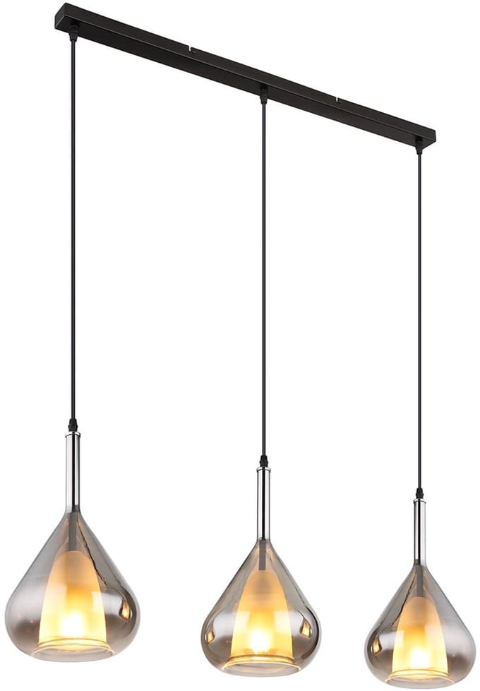 Globo - hanglamp - Geeky - zwart - glas - grote eettafellamp - E27 - 15542-3
