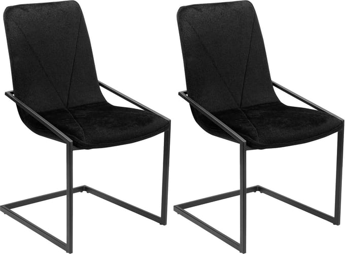 Vitus-Eetkamerstoel - Zwart Fluweel - Set van 2
