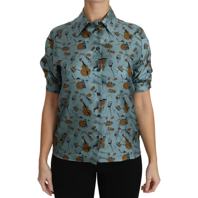 Zijde Muziekinstrumenten Print Shirt