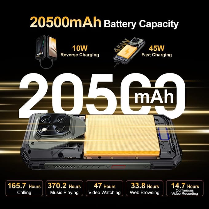 DOOGEE VMax Play 5G Mobiele Telefoon 36GB+512GB 20500mAh 6,78  Scherm 200MP Android 15 grijze kleur