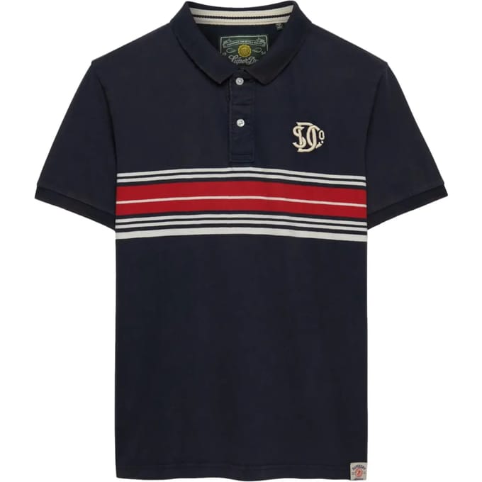 Superdry Vintage Stripe Korte Mouw Poloshirt Blauw M Man