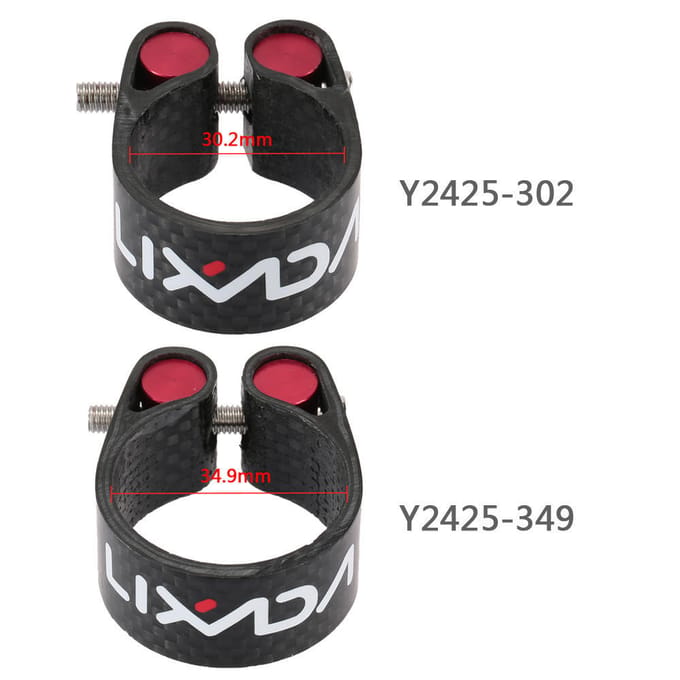 Collier de Selle Lixada en Fibre de Carbone Léger 30.2mm 34.9mm Accessoire de Cycle 34.9 mm black