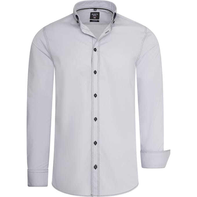Slim fit overhemd met lange mouwen en contrasterende stiksels
