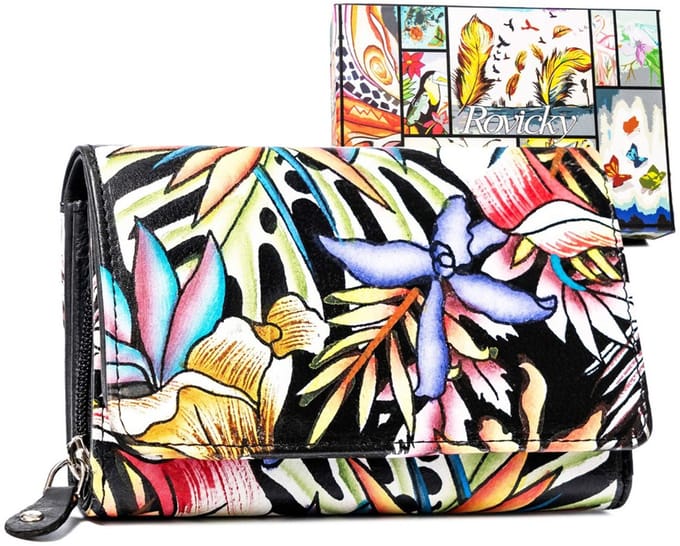 Rovicky - Dames Portemonnee - Natuurlijke Lederen Sluiting - Artistiek Design