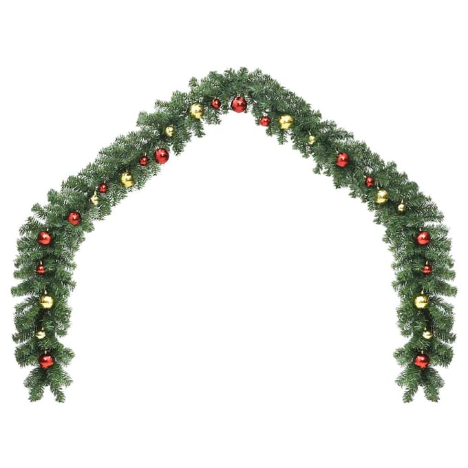 vidaXL - Kerstslinger - versierd - met - kerstballen - en - LED-lampjes - 20 - m