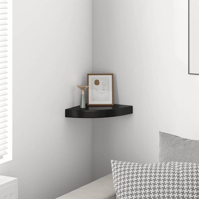 vidaXL - Hoekschap - zwevend - 25x25x3,8 - cm - MDF - hoogglans - zwart