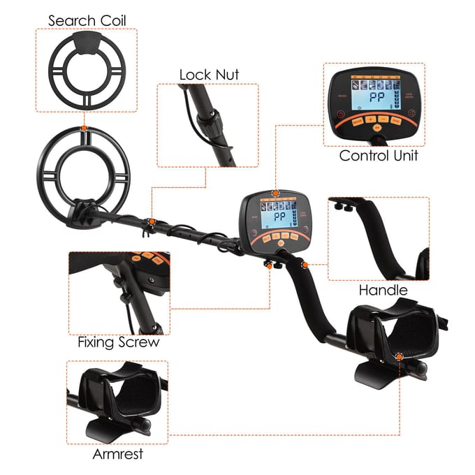 3,35-inch LCD-buitenmetaalzoeker Ondergrondse metaaldetector Schatzoeker Handheld goudzoeker zwart