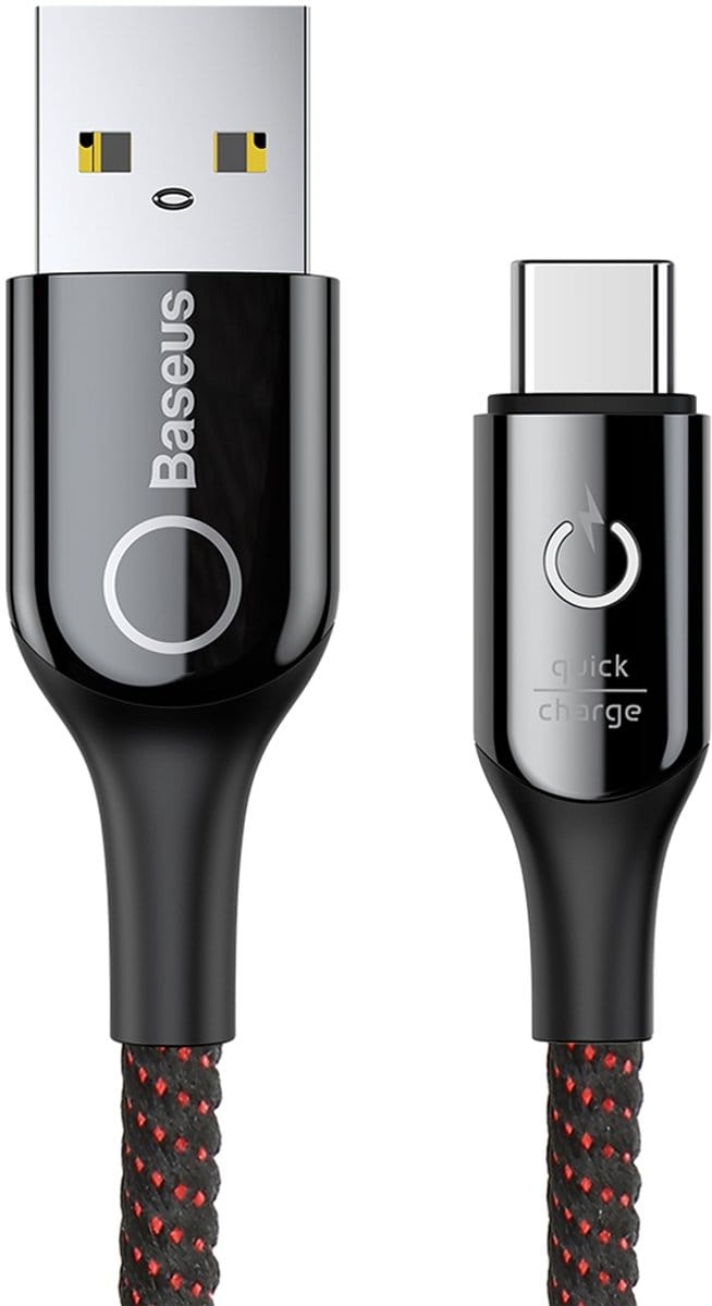 Baseus - Smart Power Off 3A USB C LED Laad-en Datakabel