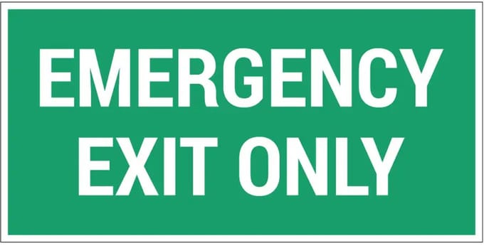 Emergency exit only bord | gecoat dibond materiaal | 30 x 15 cm