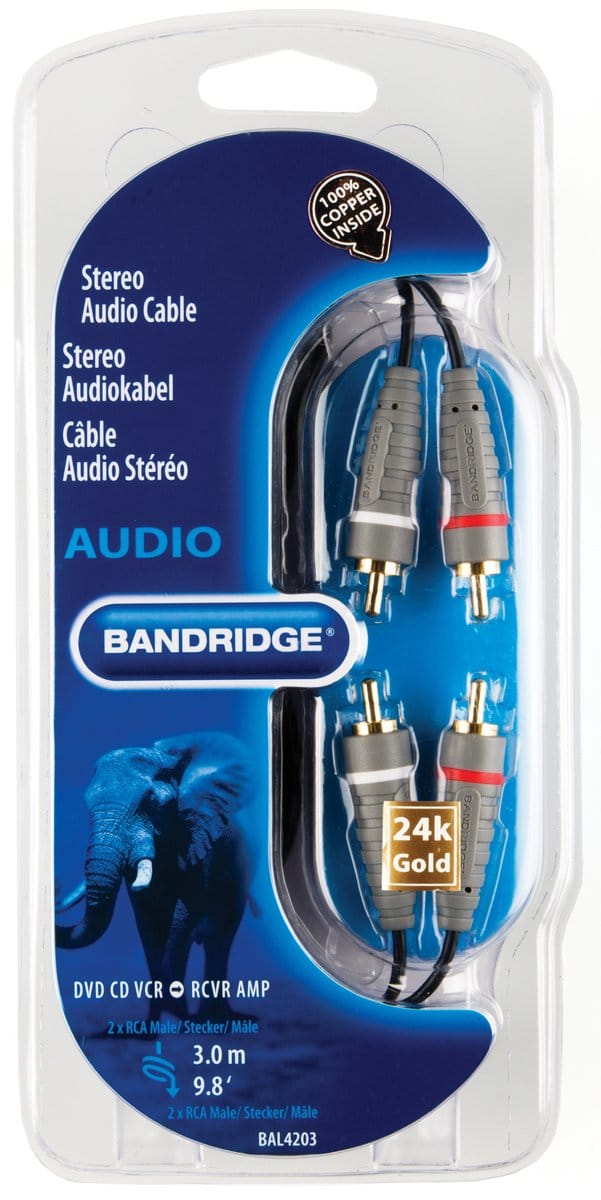 Bandridge Tulp stereo audio kabel - 3 meter