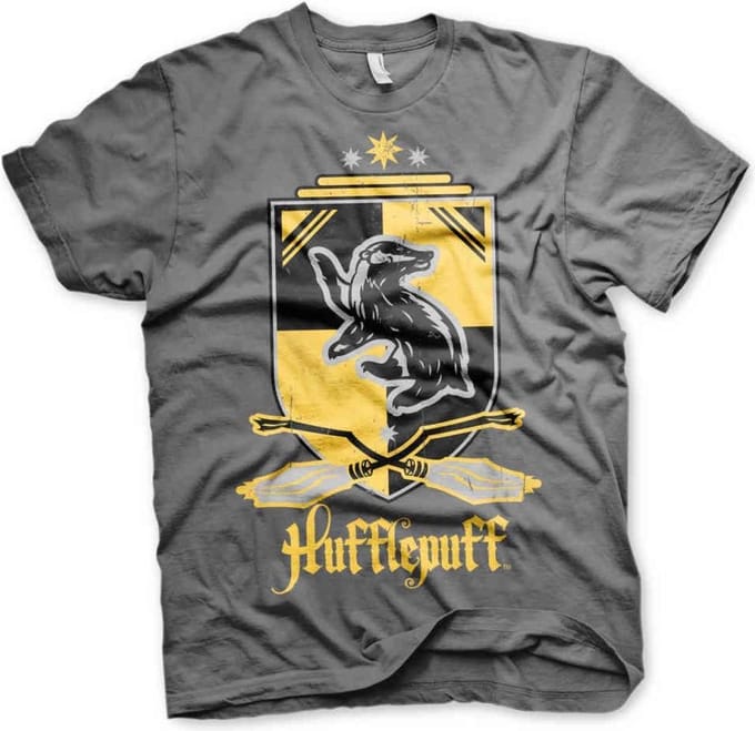 Harry Potter Heren Tshirt -S- Hufflepuff Grijs