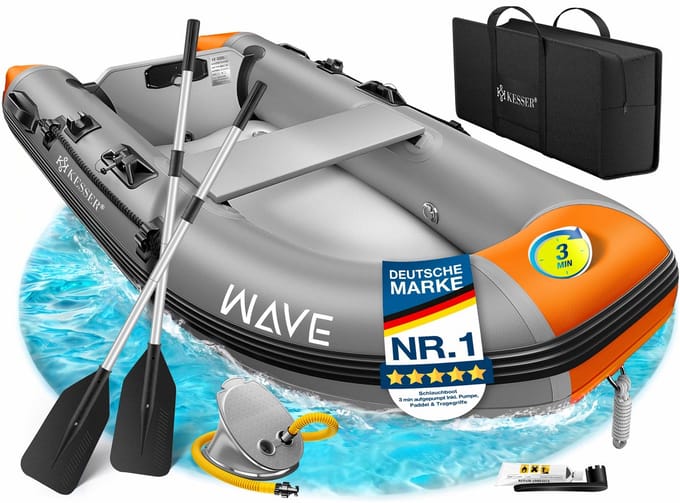 KESSER® Rubberboot voor 2 Personen - 2,3m Opblaasbare Boot Set Inclusief Peddels & Pomp