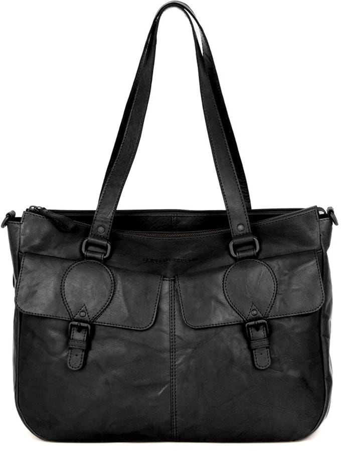 Leren Laptop Schoudertas - 15.6 inch - Fee - Zwart