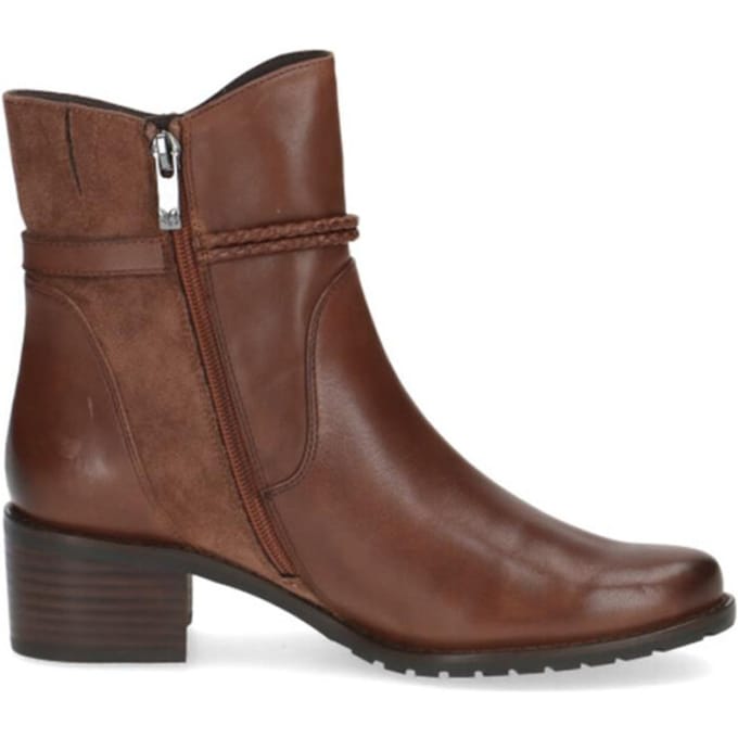 Caprice Cognac Leren Dames enkellaarzen