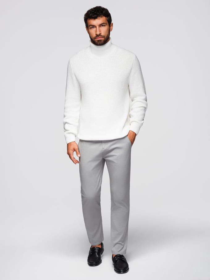 OMBRE Broek - Slim Fit - Katoen - Knopen Grijs S