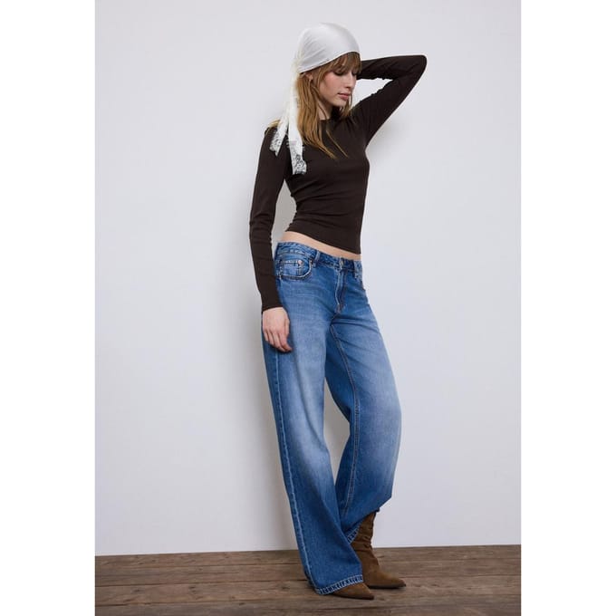 Stradivarius Basic T-shirt met lange mouw  Bruin L