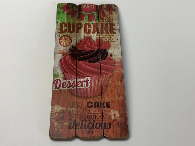 Wandbordje sweet cup cake dessert groen/oranje