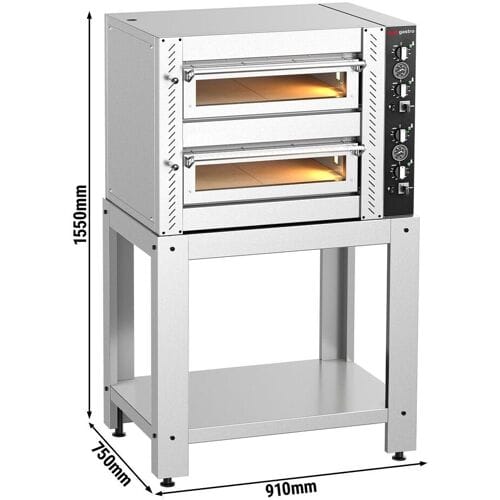 GGM Gastro Elektro Pizzaofen - 4+4x 25cm - Manuell - inkl. Untergestell