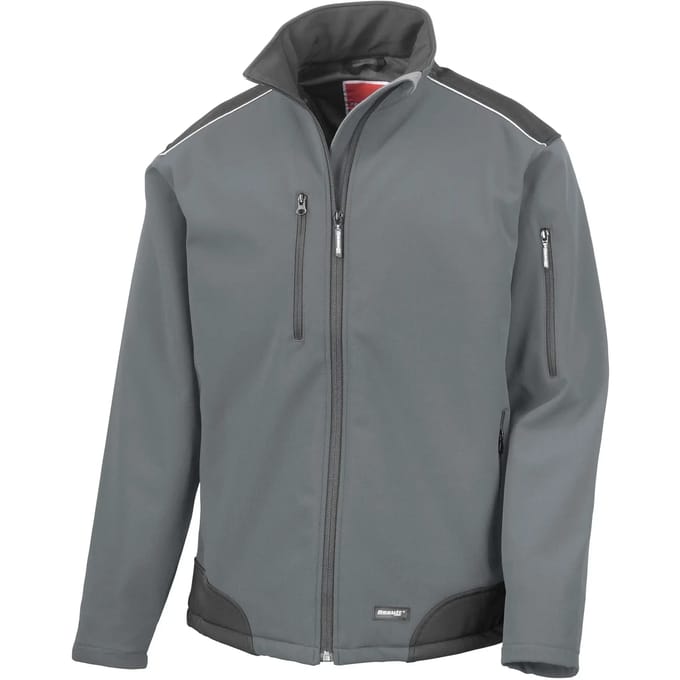 Result Ripstop Soft Shell Workwear Jacket With Cordura Panels RT124 - grey/black - XL