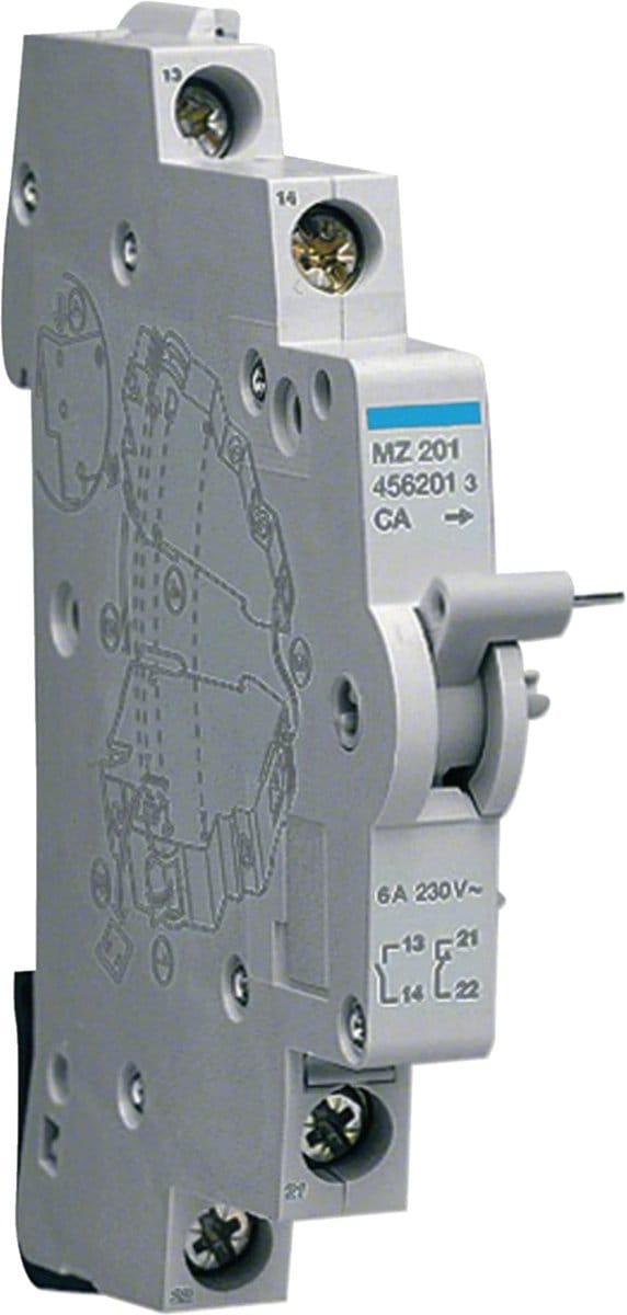 Hulpcontact Grijs 6 A 1x NC, 1x NO 240 V Hager MZ201