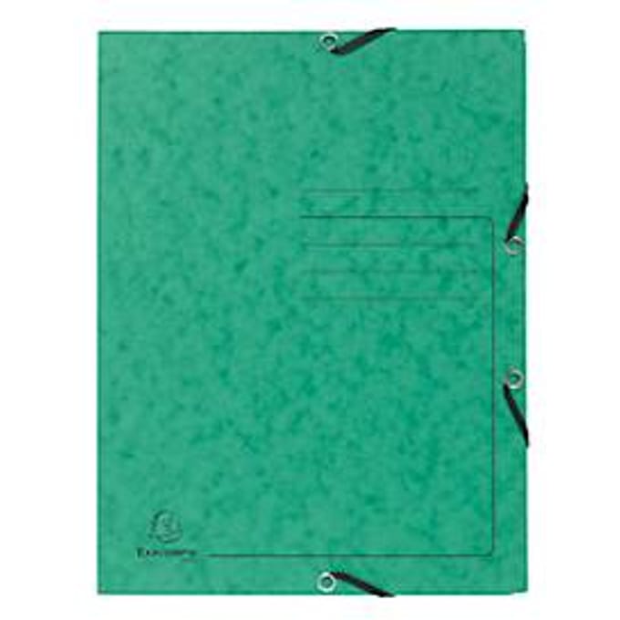 Exacompta map, DIN A4, met elastiek, 3 kleppen, te labelen, Colorspan karton, 355 g/m², groen